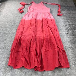 Oliphant Pink Ombre Dye Halter Midi Dress Small Ombre Red Casual